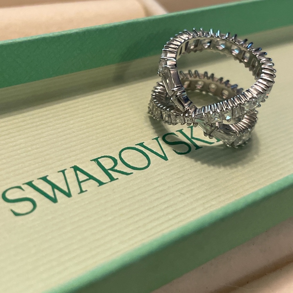Swarovski Silver Baguette Crystal Eternity Band